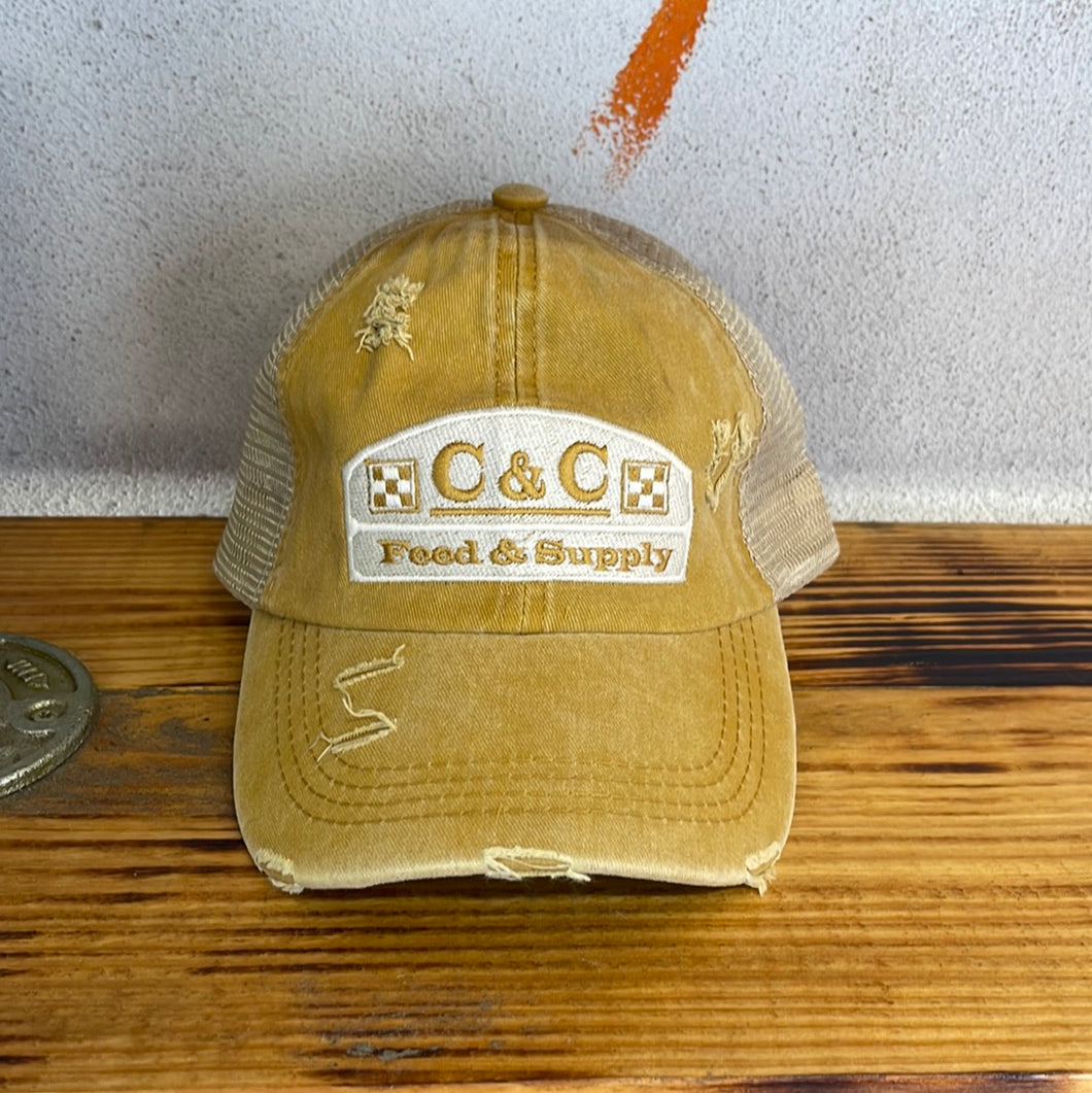 Mustard C&C Hat Womens Ponytail